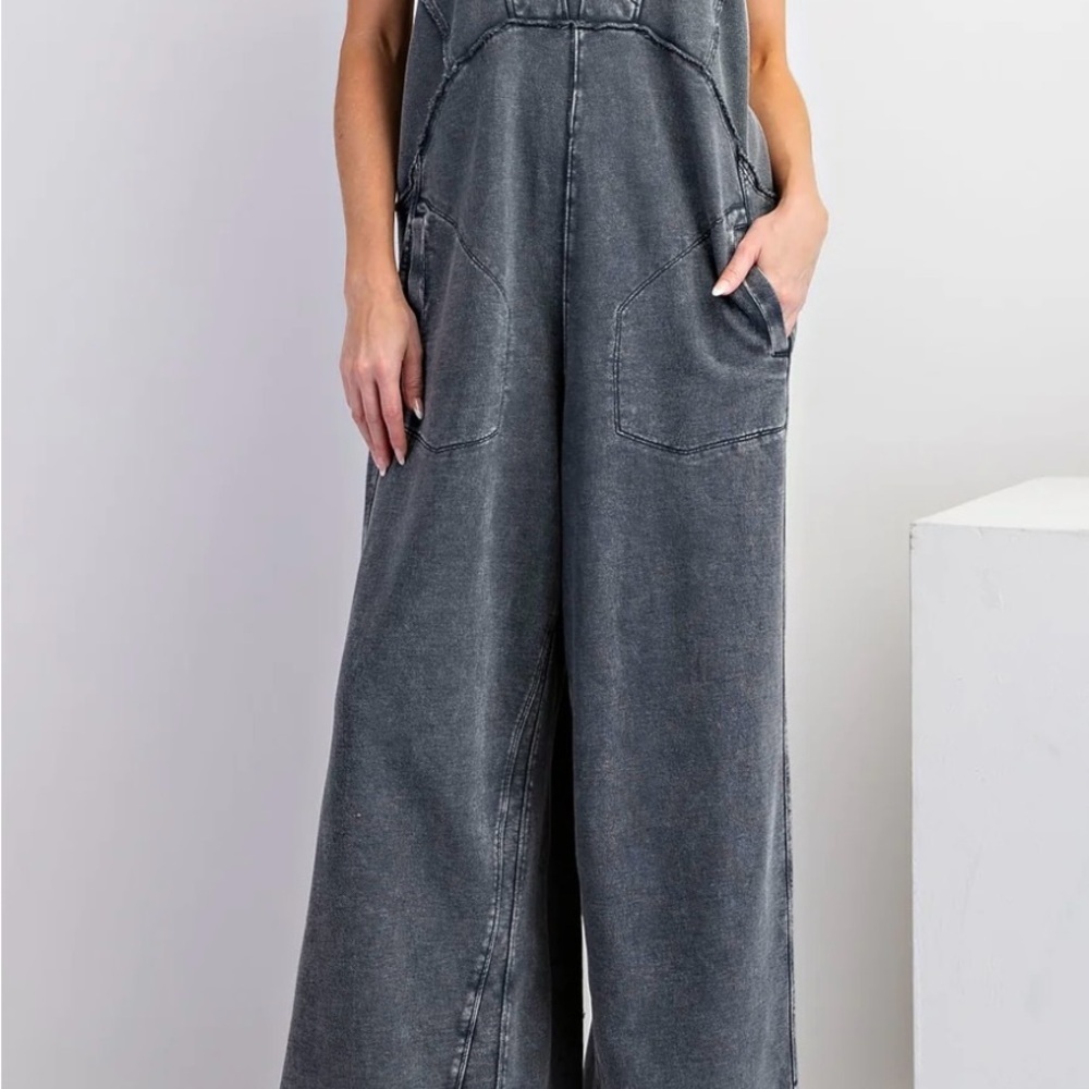 Women's Black Wash Overalls - Picture 6 of 8